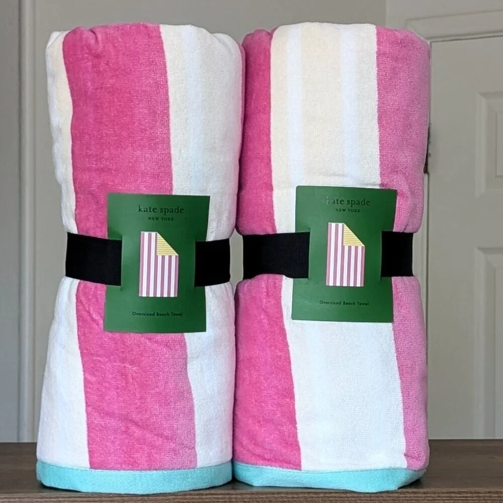 Kate Spade ♠️ New York Oversized Reversed Striped Beach Towel NWT